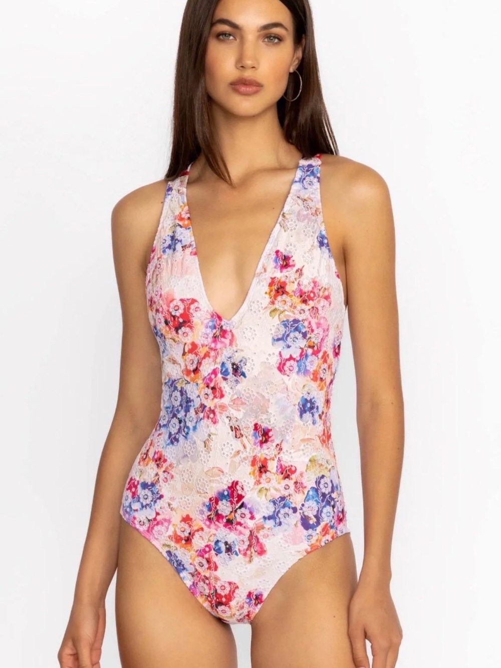 NWT Johnny Was Summer Days Eyelet Crossback Swimsuit